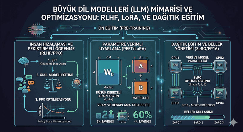 Büyük Dil Modellerinin Mimari Derinliği: Hizalama, Optimizasyon ve Verimli Uyarlama