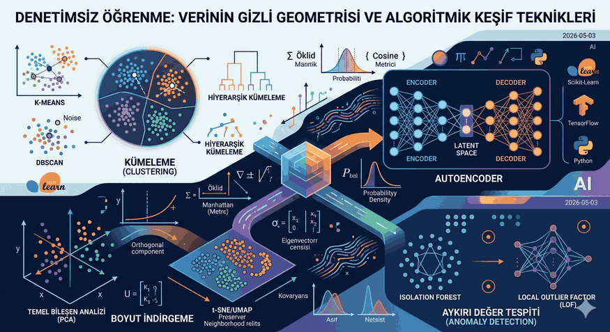 Denetimsiz Öğrenme: Verinin Gizli Geometrisi ve Algoritmik Keşif Teknikleri