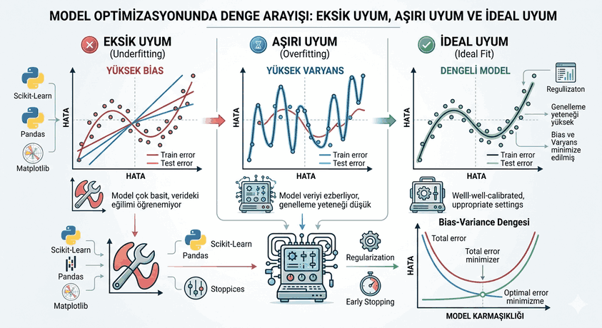 Model Optimizasyonunda Denge Arayışı Eksik Uyumdan Aşırı Uyuma Makine Öğrenmesinin Kararlılık Analizi