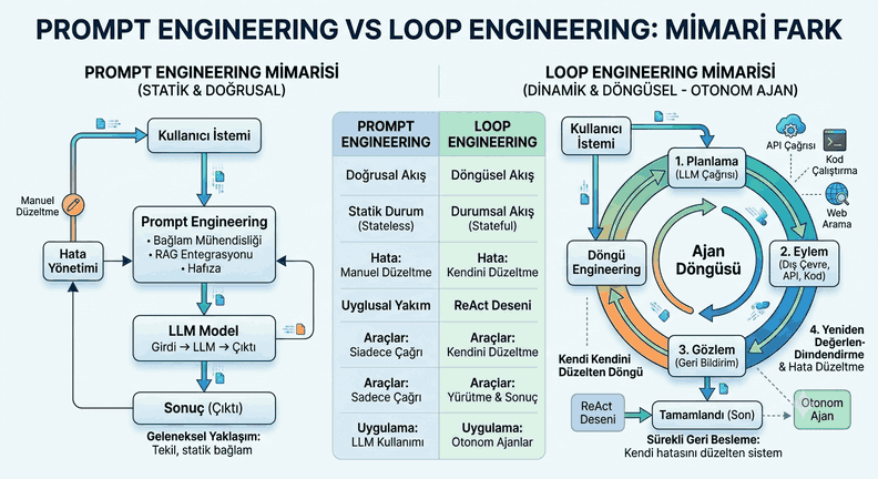 Prompt Engineering vs Loop Engineering: Yapay Zekada Tek Atışlık Yanıttan Kendi Kendini İyileştiren Döngülere