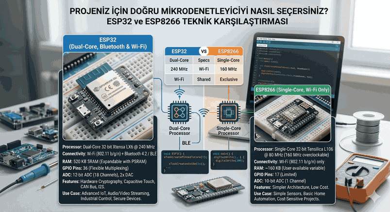 IoT Projelerinde Mimari Karar Süreçleri: ESP32 ve ESP8266 Mikrodenetleyicilerinin Teknik Analizi
