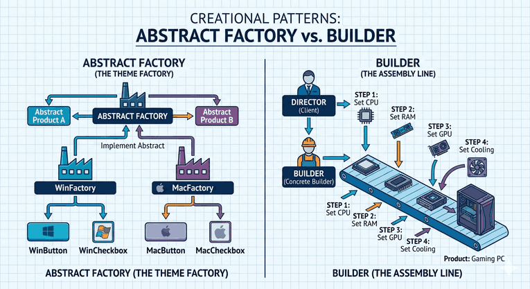 Creational Patterns Derinliği: Abstract Factory ve Builder ile Karmaşık Nesne İnşası
