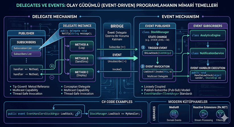 Delegates ve Events: Olay Güdümlü (Event-Driven) Programlamanın Mimari Temelleri