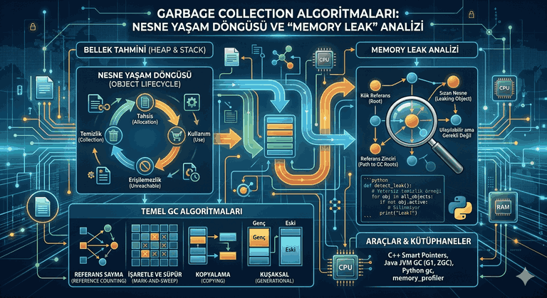 Garbage Collection Algoritmaları: Nesne Yaşam Döngüsü ve "Memory Leak" Analizi