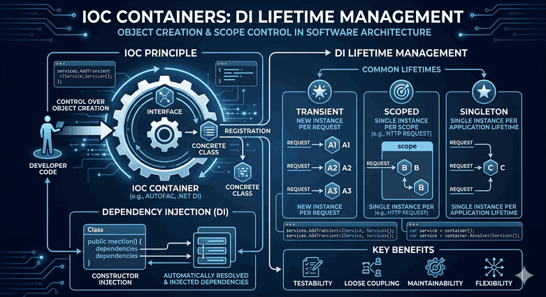 Inversion of Control (IoC) Containers: Bağımlılık Enjeksiyonu (DI) Yaşam Döngüsü Yönetimi